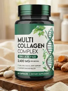 Multi Collagen 2400mg Per Serving - Advanced Formula Types I, II, III, V, X - Hydrolyzed Multi Collagen Pills - Collagen Peptides Supplement for Women & Men - Hair, Skin, & Nail Support - 60 Capsules