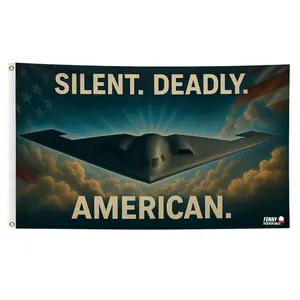 Silent Deadly American Flag – 3x5ft Stealth Bomber  Patriotic Decor for Garage,Mil NASCAR itary, or Gift for Veterans banners Racing Decorative Banner