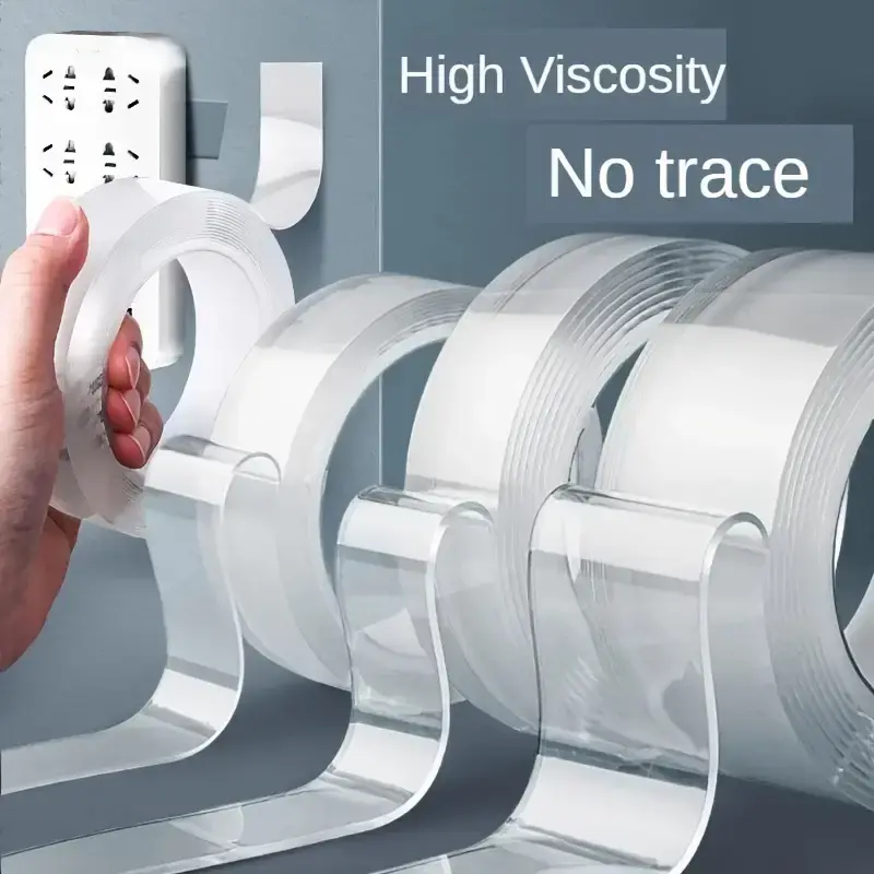 3PC Double Sided Nano Tape (30 Feet), Strong Adhesive Multi-Purpose Tape, Washable Reusable Transparent Durable Tape for Transparent Posters, Pictures, Home and Office Picture Hanging Strips