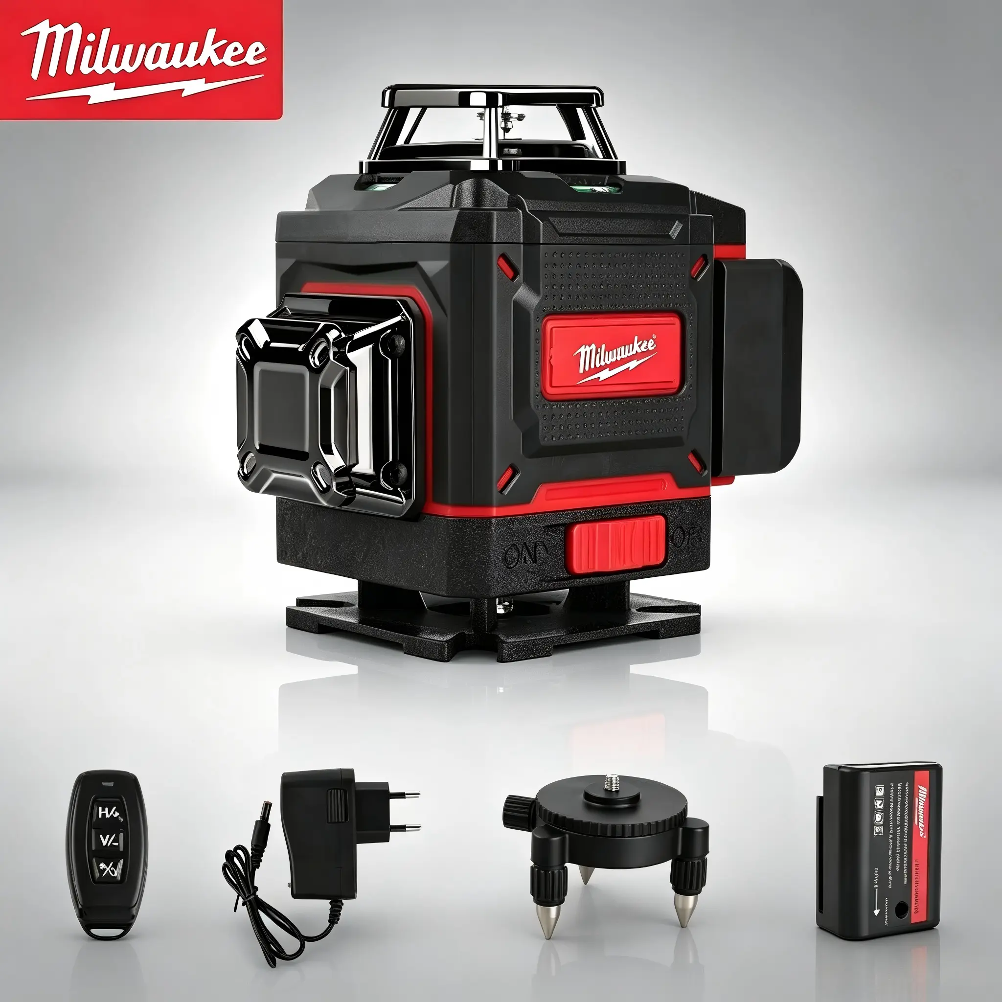 Milwaukee Self Leveling Green Laser Level 360 Degree, 16 Line 3D Full Plane Cross Line Laser Leveler, Auto Self Balancing Construction Laser Tool with Pulse Mode, Remote Controller, Rechargeable Lithium Battery for Indoor Outdoor Renovation campingessenti