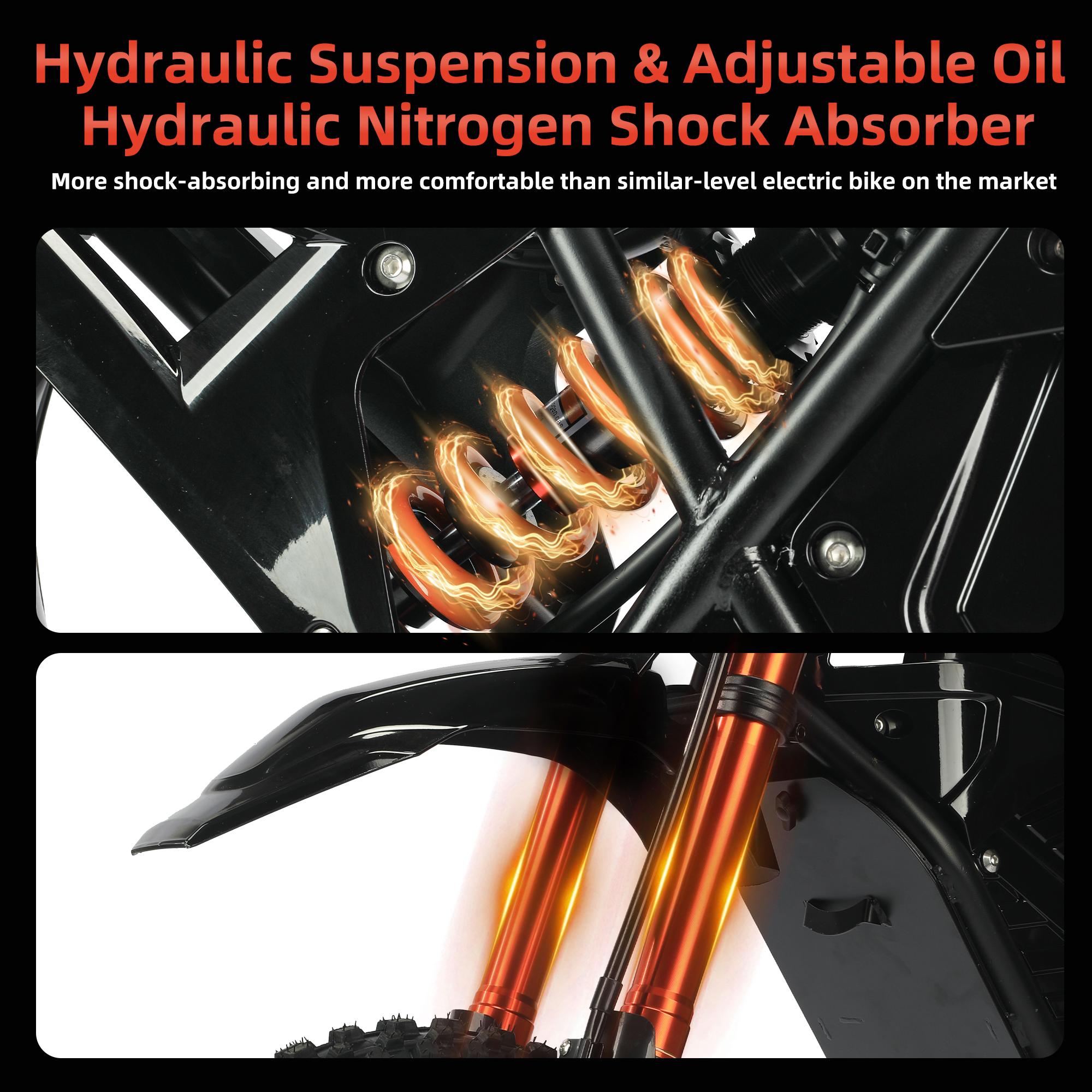 Ebike Peak Power 3500W Full Suspension 42 MPH Top Speed 60 Miles Range 48V 23Ah Battery LED Lights IPX6 Waterproof Hydraulic Brakes for Outdoor Cycling Gift for Adults and Teens