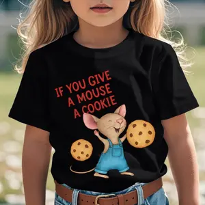 If You Give A Mouse A Cookie vintage style Funny Aesthetic Graphic Kid T-Shirt Casual Kid T Shirts Trendy Cool Tops Tees for Kid