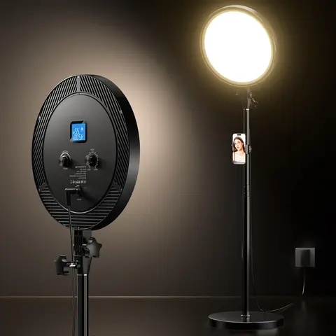 UBeesize 12" Professional LED Photography Lighting Kit - 79.5" Stand Reach, Adjustable Light Stand + Holder, Phone Holder, Remote, Glare-Reduced, Soft Even Glow, Steady DC Brightness for Content Creators (Makeup Tutorials, Live Streams)