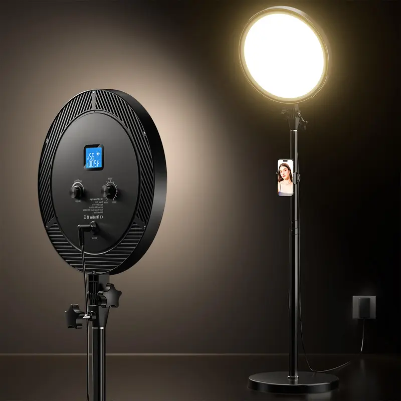 UBeesize 12" Professional LED Photography Lighting Kit - 79.5" Stand Reach, Adjustable Light Stand + Holder, Phone Holder, Remote, Glare-Reduced, Soft Even Glow, Steady DC Brightness for Content Creators (Makeup Tutorials, Live Streams)