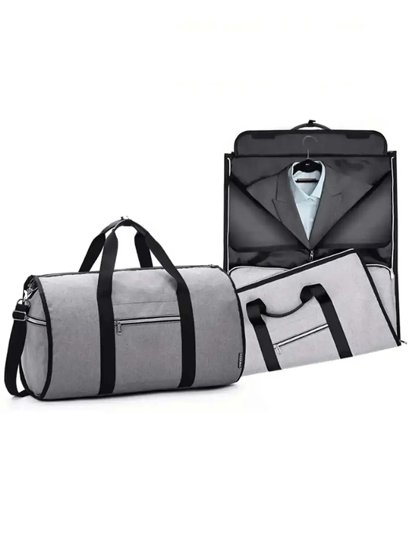 Niche design fashion business travel bag, versatile large capacity, gray cylindrical hand-held travel bag, suit storage bag, portable briefcase, travel business combination set, suitable for business trips, etc.