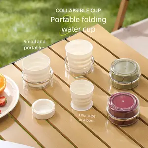 4-in-1 Folding Travel Cup, Portable High Temperature Resistant Water Cup, Outdoor Camping Foldable Drinking Cup
