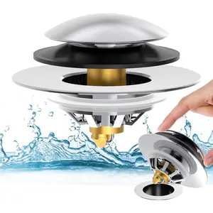 Bathtub Drain Stopper with Hair Catcher, Anti Clogging Bath Tub Drain Stoppers, Replaces Lift and Turn, Tip- and Trip Lever drains for Tub, Easy Install and Clean (Chrome )