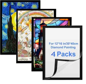 1/4pcs Black Diamond painting Frame,12x16inch Diamond Art Frame,Diamond Painting Ornament Wall Window Door Decoration Magnetic Buckle Frame