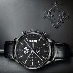 Nuevo Reloj de Cuero Creativo con Patrón Tierra para Hombre, Banda de Acero, Negocios y Moda, Resistente al Agua, Reloj de Cuarzo