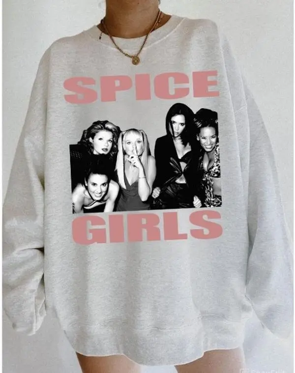 Spice Girls Music Band Sweatshirt, Retro Graphic Crewneck Sweatshirt