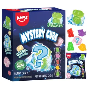 Amos-Peelerz Mystery Cube Gummy candy Peel and reveal Fruity snack Surprise inside Kid favorite Sweet fun exotic exotic snacks crystal candy