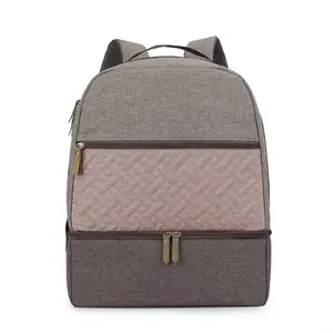 Breast Pump Bag Cooler Compartment for Breast Pump - Middle Size Cooler Bag Double Layer Pumping Bag for Working Outdoor Mom (Brown)