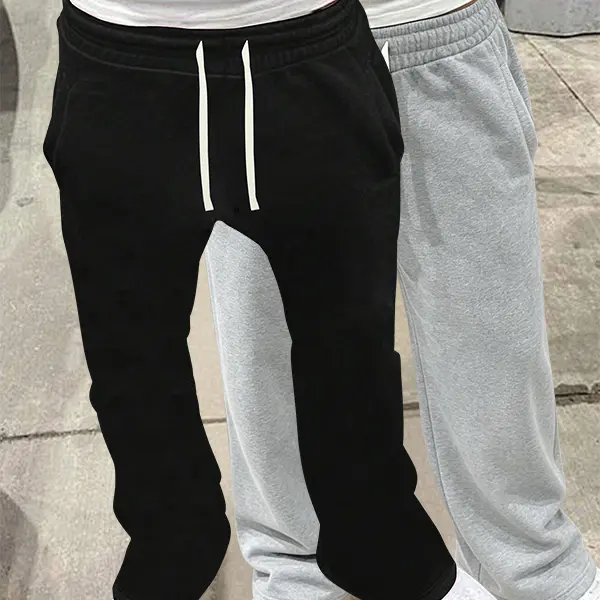 Men's summer casual loose knitted pants, summer trendy high street versatile casual loose sports straight leg long pants for men