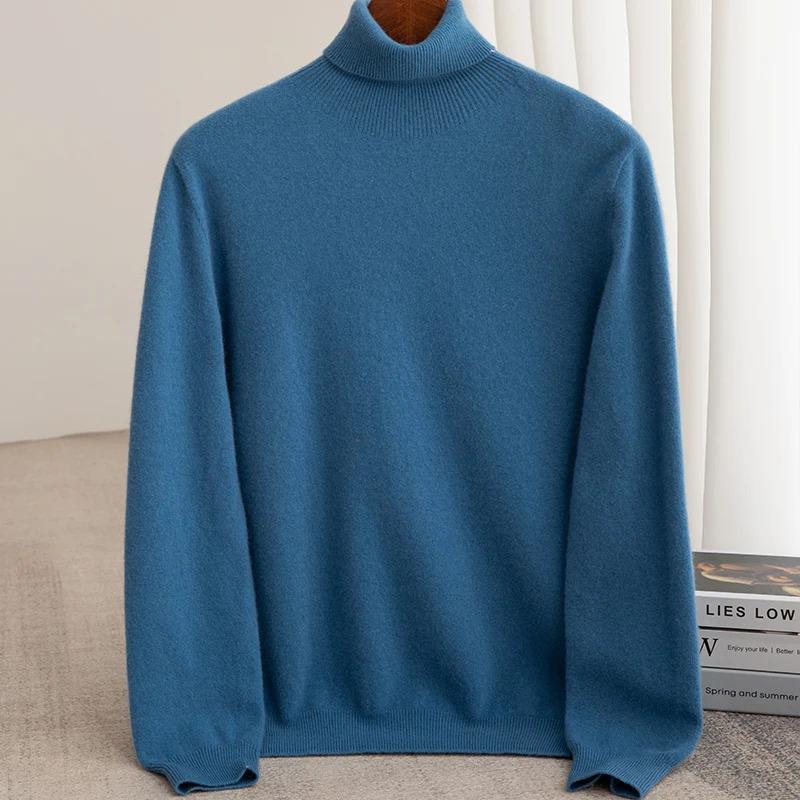 Men's Turtleneck Wool Sweater Men  Autumn and Winter Large Size Loose Knitted Sweater Keep Warm Top Men Jumper