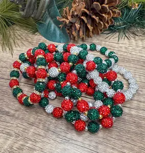 Holiday Glam: Christmas Shamballa Bracelet Collection - Stretchy, No Clasp Design