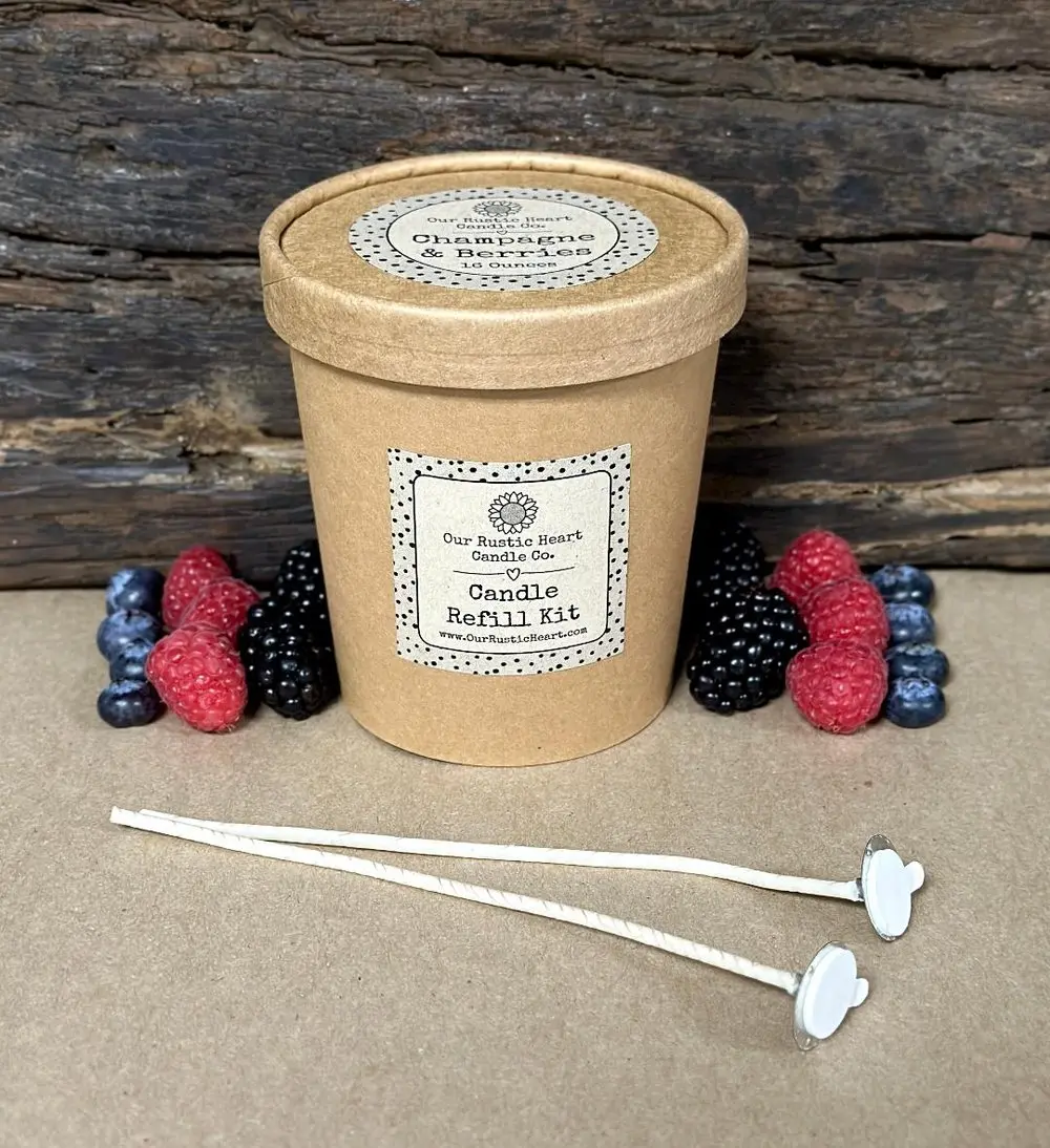Our Rustic Heart Candle Refill Kit - 16oz Eco-Friendly DIY Refill Kit with Organic Cotton Wicks & Sustainable Soy Wax
