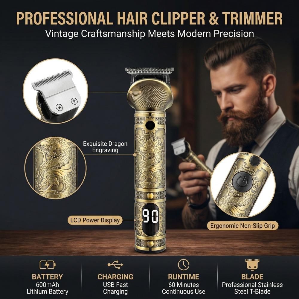 Three in one multifunctional hair clipper, capable of styling hair, trimming beard, and trimming hair, equipped with a high-definition display screen, suitable for home personal care, a practical gift for men, and a Valentine's Day gift