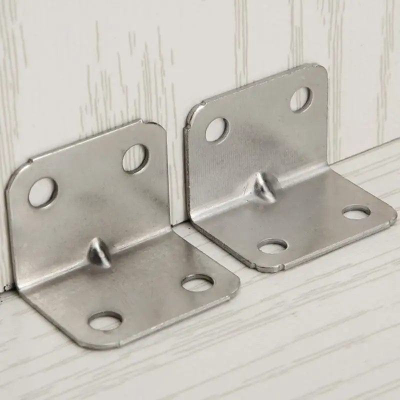 Stainless Steel L-Shaped Corner Brackets for Secure Wall Mounting Solutions,4-hole 90-degree Angle L-bracket, Corner Bracket, Angle L Bracket, Suitable for Table, Chair, Cabinet, Wardrobe, Hardware, Heavy Duty, Parts, Screws, Home