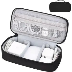 Large Capacity Data Cable Storage Bag with Compartment, 1 Count Waterproof Bag Organizer Electronic Device Storage Bag , Shockproof Portable Travel Storage Bag