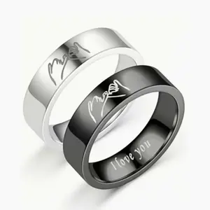 1 Pair Stylish Couple Rings, Engraved with 'I Love You' – Perfect for Couples, Meaningful Valentine's Day Gift, Trendy Engagement/Wedding Rings
