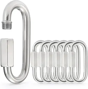 Stainless Steel Chain Quick Links - 304 Stainless Stee Chain Connector, Screw Carabiner, Chain Hooks, Set of 6