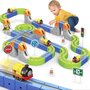 Magnetic Building Block Train Set, Kids Educational Toy, Magic Transforming Track Car, Birthday Gift for Boys & Girls, Ages 3+