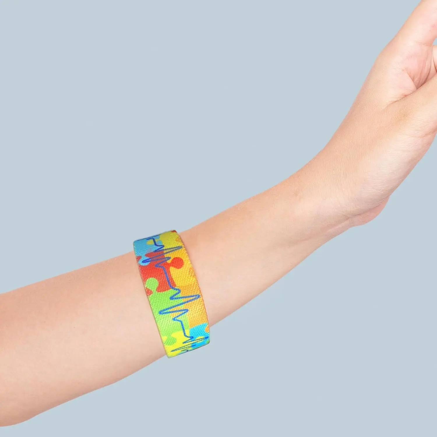 Autism Awareness Bracelet Elastic Wristband Puzzle Heart Design Blue ...