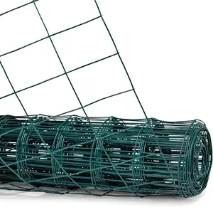 Fencer Wire Vinyl Coated 16 Gauge Welded Fence Wire Roll, Mesh Size 2-Inch x 3-Inch, Green Metal Garden Fencing Wire Grid Hardware Cloth, Multiple Use for Home Improvement