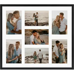 7 Openings 4x6 Picture Frame Collage Black, 15x17 Poster Frame Without Mat, Display Family Wedding Photos Horizontal or Vertical  The Wall