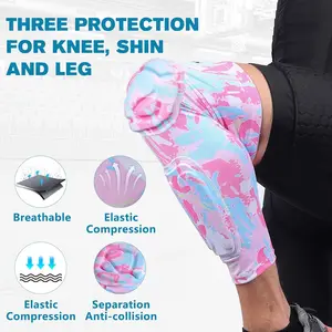 Unisex Multi-Sports Protective Gear Set, Breathable Elastic Nylon Padded Compression Sleeves for Knee-Calf Shins Thigh with Secure Grip, Crashproof Brace for Football Volleyball, 2-Pieces for Adults, Two-Pieces