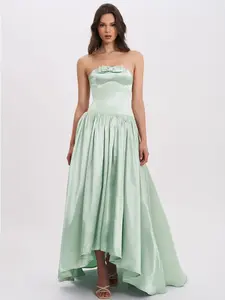 Lael Mint Green Back Button Trailing Gown