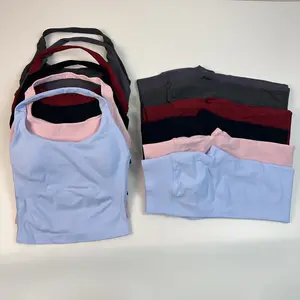 Dfyne Impact Two Sets Of Sportswear For Women, a Backless Yoga Top, High-Waisted, Rolled-up Seamless Trousers, And a Sports Exercise Set