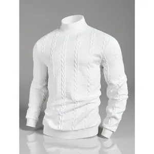 Men'S Long-Sleeve Sweatshirt for Autumn And Winter, Featuring a High Collar, Jacquard Knit, Stylish And Comfortable for Casual Wear, High-Quality Top.