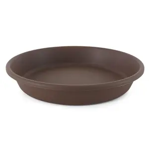 HC Companies Classic Plastic 21 Inch Round Flower Plant Pot Deep Saucer, Brown