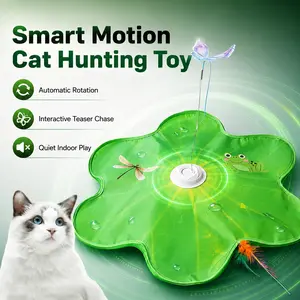 Electric Cat Toy, Bionic Hunting Interactive Toy with Smart Sound, 3 Wands Auto Rotating Cycle to Relieve Boredom for Indoor Cats