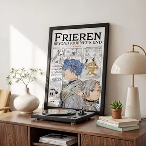 Frieren Beyond Journey’s End Poster, Emotional Fantasy Manga Wall Art, Elegant Soft-Tone Decor, Gift for Anime Fans