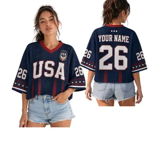 USA Crop Top Soccer Jersey, Custom Name Number Football Shirt,