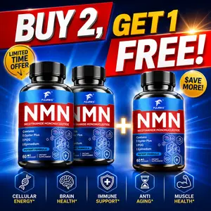 Buy 2, Get 1 Free, Advanced NMN Beta‑Nicotinamide Mononucleotide with Oyster Peptide 400mg, PQQ, and Horny Goat Weed 10:1 Extract – Supports Energy, Anti‑Aging, Vitality & Energy– 3 Bottles, 60 Vegetable Capsules