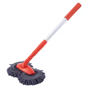 Car Wash Mop with Dual Brush Heads, Extendable and Rotating Function, Roof and Window Cleaning Tool, Essential Car Care Accessory, Car Detailing Accessories, Car Detailing Brushes