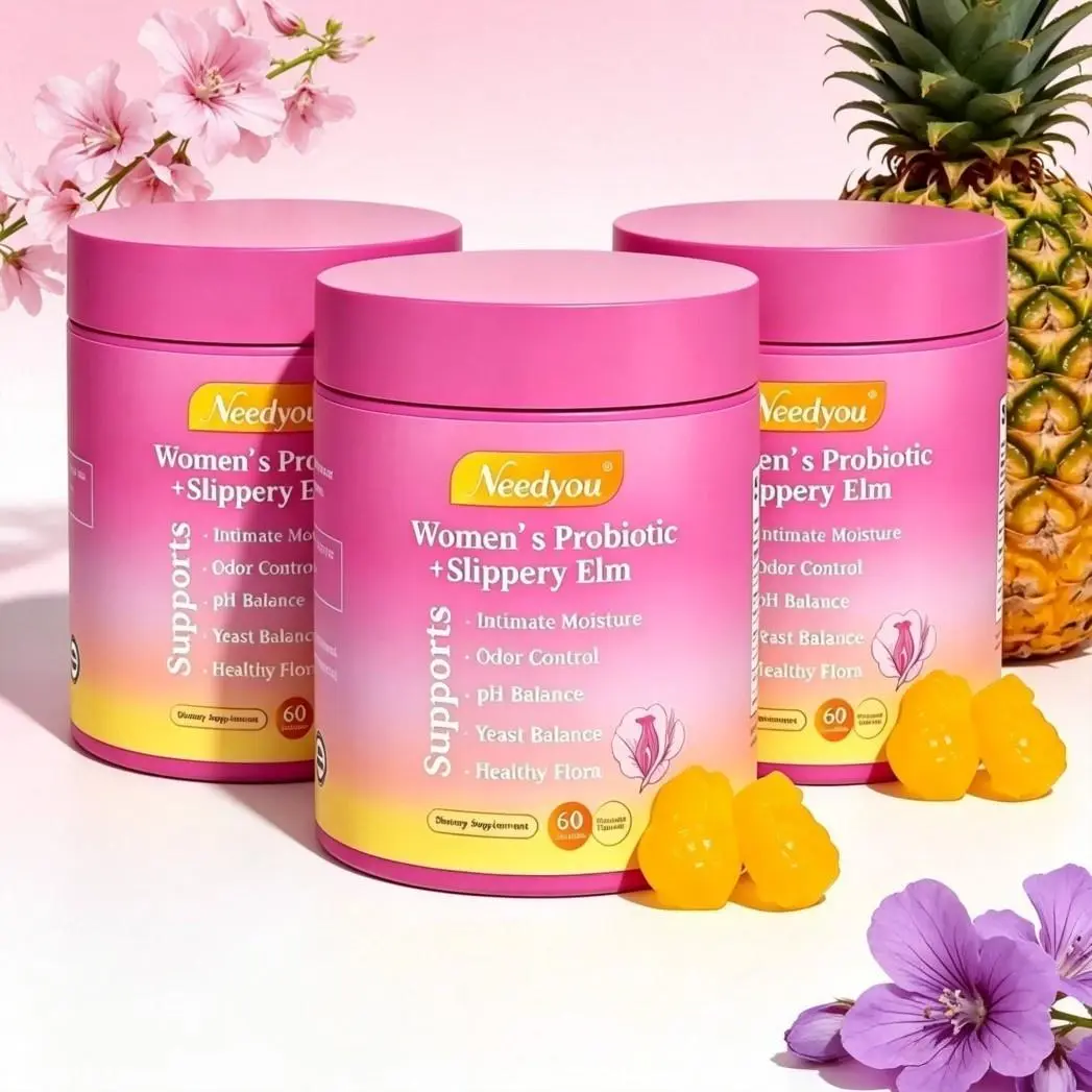 Try Now Her Juicy Feminine Probiotics Gummies – Full Cycle All-Round Wellness All-in-One Solution Blended Slippery Elm, Prebiotics & Lactobacillus Formula Regulating pH, Relieving Dryness & Supporting, Hawaiian Pineapple Gummies 60 Counts