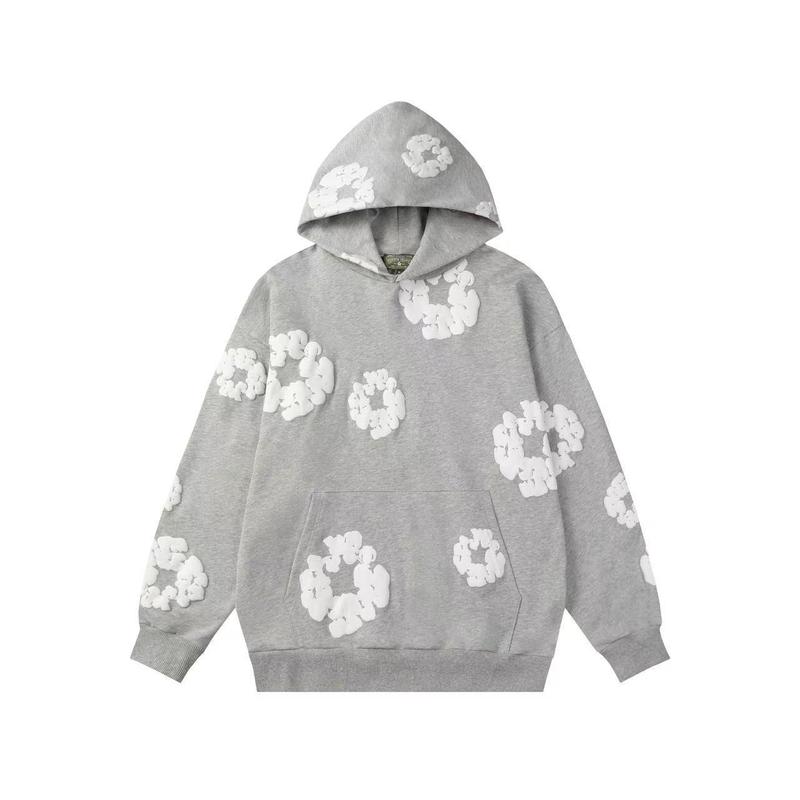 Denim Tears Y2K Hoodie Women's and Men's AestheticHoodie Casual Retro Large Pullover Harajuku Jacket with Unique Floral Print