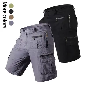 2-Pack Men’s Multi-Pocket Cargo Shorts, Casual Work Shorts with Zipper Pockets, Elastic Waistband, Durable Cotton Twill, Perfect for Outdoor & Everyday Wear, Plain, 2-Pack: Black + Gray tiktokshopspringglowup