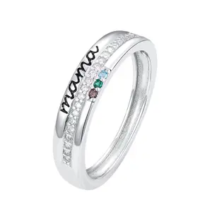 925 Sterling Silver Ring Women's Mother's Day Birthstone Mom Gift Ring Personality Ring