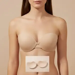 Strapless Invisible Push Up Bra Seamless Self-Adhesive Silicone Bra Reusable Nipple Covers Accessories Invisible Lift Comfortable Fit for Women Daily Wea