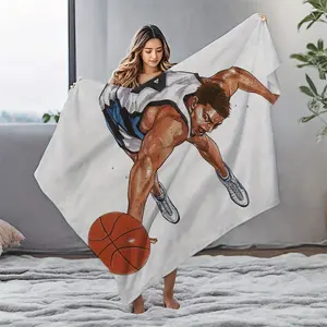 Basketball Flannel Blanket Basketball Action Scene Flannel Blanket - Ultra-Soft 100% Polyester, All-Season Machine Washable Throw for Bed, Sofa, Travel & Camping - Vibrant Digital Print Sports Gift for Fans-Christmas gifts