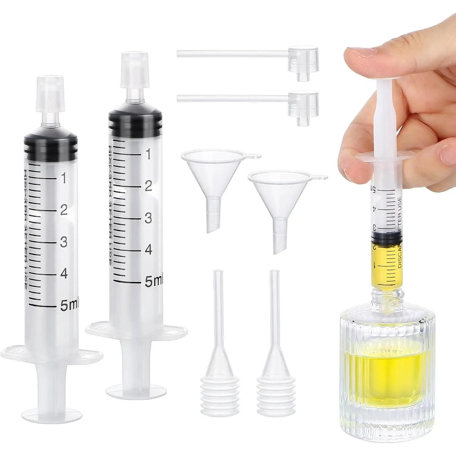 Segbeauty 8-Piece Compact Plastic Perfume Refill Tool Kit, Multi-Size Clear Dispenser Set with Funnel & Pump, Travel-Ready Transfer Tool for Refillable Perfume Atomizers
