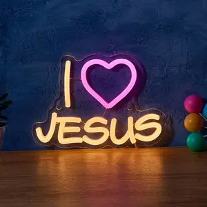 Neon Sign, USB Powered Neon Sign, I Love Jesus Neon Sign, Decorative Neon Light for Home Party, Home Decor, Festive & Party Supplies, Led Neon Lights