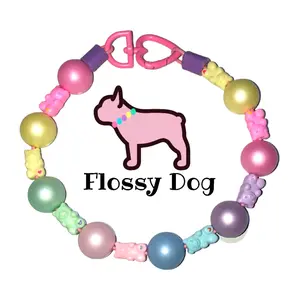 Gummy Bear Beaded Dog Collar | Durable Dog Necklace | Pastel Candy Colors Bead Collar | Collar Charm | Dog Pearls | Matte Pearl Collar