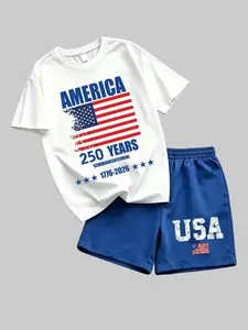 Boys' 250th Anniversary Patriotic Short-Sleeve T-Shirt & Shorts 2-Piece Set
