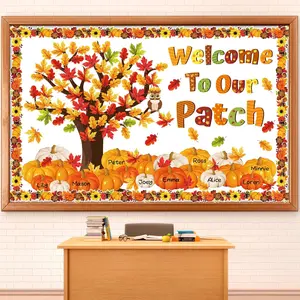 Fall Thanksgiving Classroom Bulletin Board Decorations Welcome to Our Patch Maple Leaves Pumpkin Paper Cutouts Fall Tree Bulletin Board Cutouts for Autumn Classroom Home Wall Decor Supplies